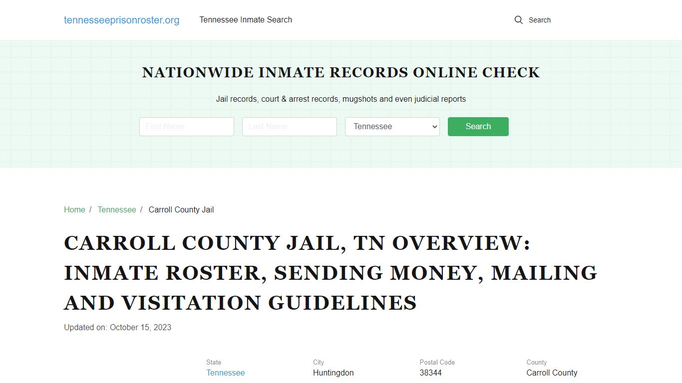Carroll County Jail, TN: Offender Search, Visitation & Contact Info